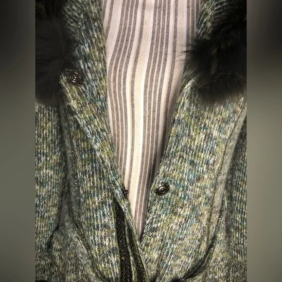 Fantazia long green sweater/coat - Picture 5 of 12